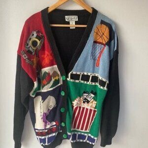 P'Galli Vintage Cardigan Sweater Unique Find Size Large
